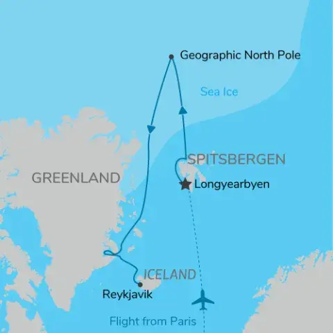 Map of the Geographical North Pole Cruise) 